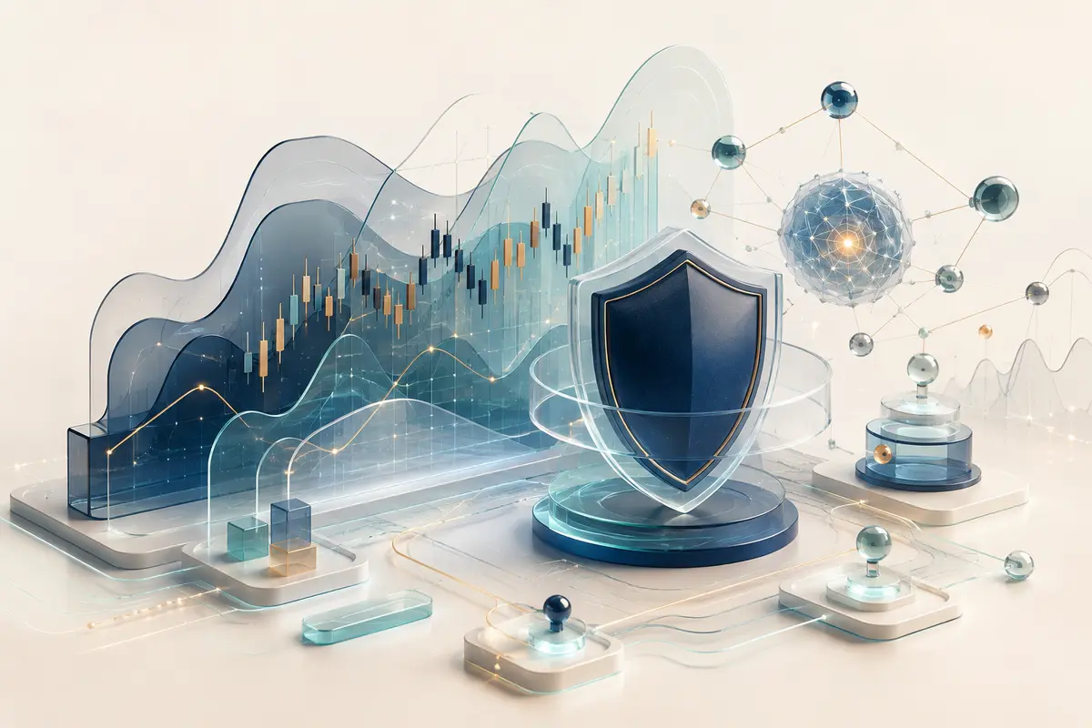 Illustrazione concettuale degli strumenti AI, dei segnali di mercato e dei controlli di rischio di Immediata Quantaro